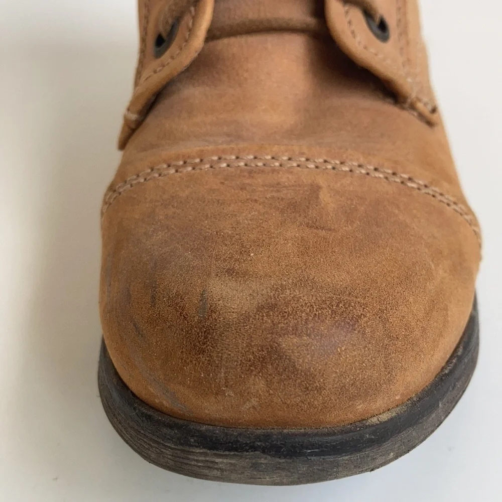 Steve Madden Tuundra lace up back zip camel ankle boot granny paddock boot